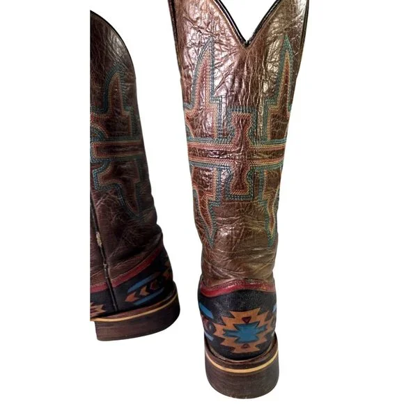 Women's Tin Haul South By SW Cowgirl Boots Wolf Sole Handmade Western Aztec 6.5 - Picture 4 of 7